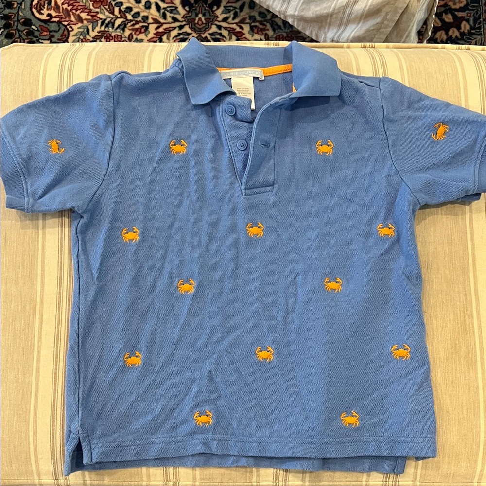 Like new Janie and Jack Blue and Orange Polo Shirt with Embroidery size 4